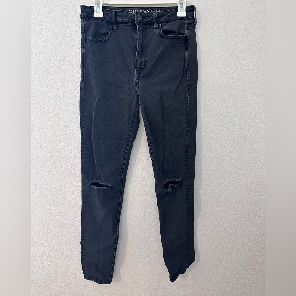AE super high rise skinny jegging - charcoal
